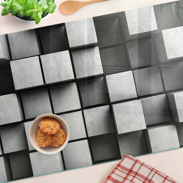 Szklana deska kuchenna z geometrycznym wzorem w odcieniach szarości