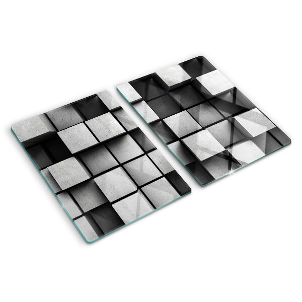 Szklana deska kuchenna z geometrycznym wzorem w odcieniach szarości