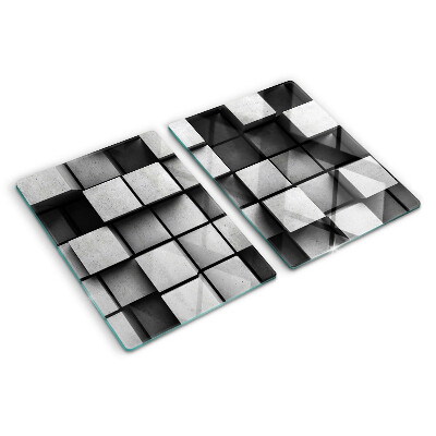 Szklana deska kuchenna z geometrycznym wzorem w odcieniach szarości