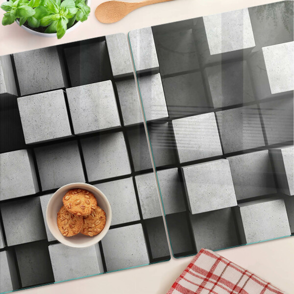 Szklana deska kuchenna z geometrycznym wzorem w odcieniach szarości