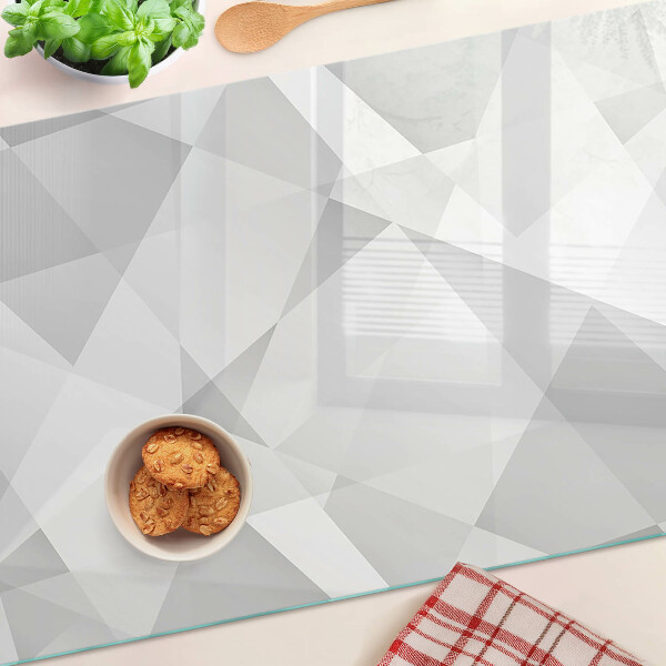Szklana deska kuchenna z motywem geometrycznym w odcieniach szarości