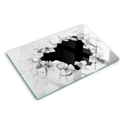 Deska kuchenna szklana z motywem pękniętej ściany