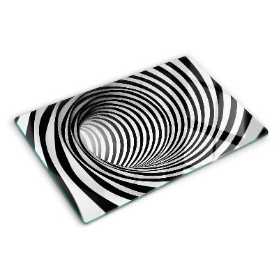 Szklana deska do krojenia z motywem spirali w odcieniach czerni i bieli