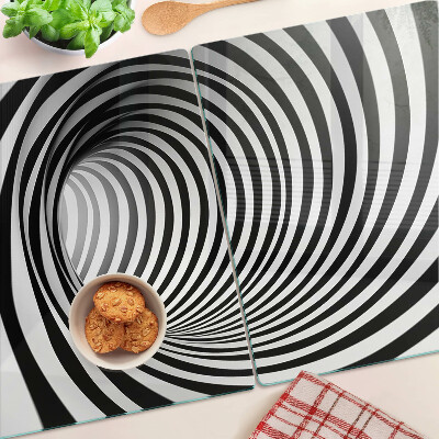 Szklana deska do krojenia z motywem spirali w odcieniach czerni i bieli