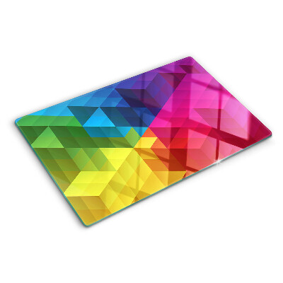 Szklana deska do krojenia z kolorowym geometrycznym wzorem w trójkąty
