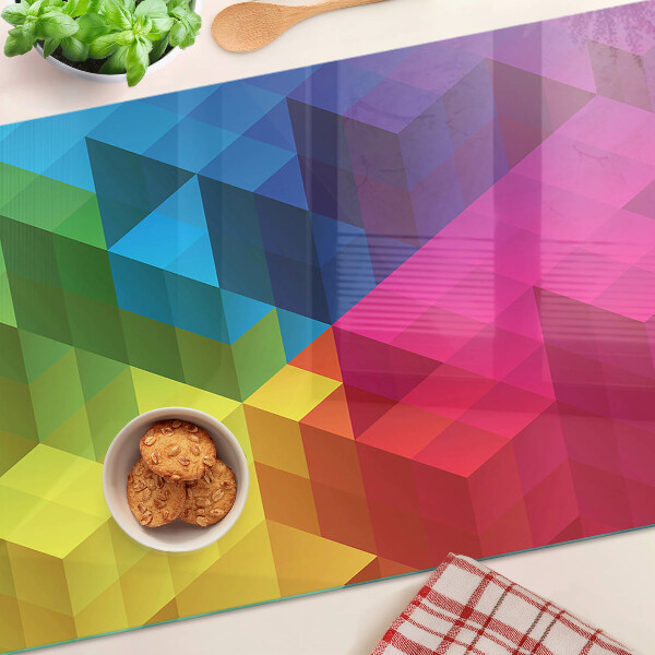 Szklana deska do krojenia z kolorowym geometrycznym wzorem w trójkąty