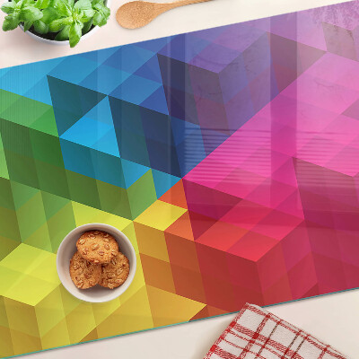 Szklana deska do krojenia z kolorowym geometrycznym wzorem w trójkąty