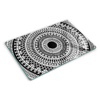 Szklana deska kuchenna Mandala w odcieniach czerni i bieli