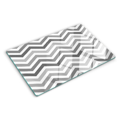 Szklana deska do krojenia z motywem zygzaków w odcieniach szarości