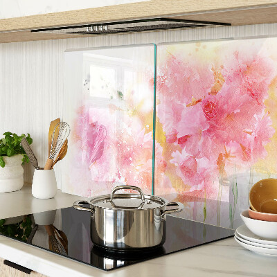Szklana deska do krojenia z motywem kwiatowych akwareli w pastelowych kolorach