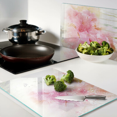 Szklana deska do krojenia z motywem kwiatowych akwareli w pastelowych kolorach