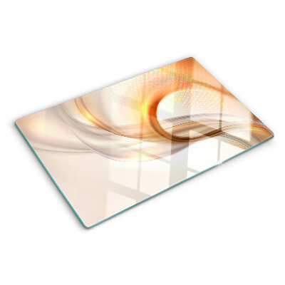 Szklana deska kuchenna z motywem fal świetlnych w odcieniach złota