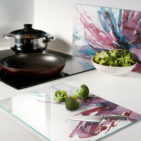 Szklana deska kuchenna z motywem kwiatowych akwareli w intensywnych kolorach