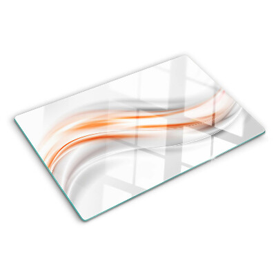 Deska kuchenna szklana z motywem fal w odcieniach pomarańczy i szarości