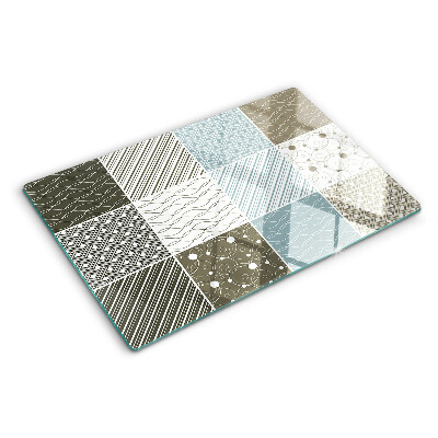 Szklana deska do krojenia z geometrycznymi wzorami i liniami