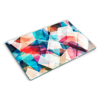 Szklana deska kuchenna z motywem abstrakcyjnych geometrii w pastelowych kolorach