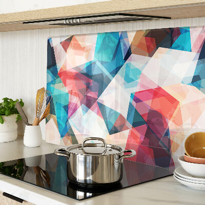 Szklana deska kuchenna z motywem abstrakcyjnych geometrii w pastelowych kolorach