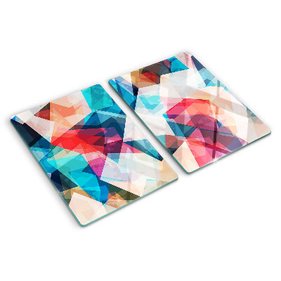 Szklana deska kuchenna z motywem abstrakcyjnych geometrii w pastelowych kolorach