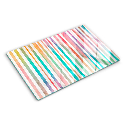 Deska kuchenna szklana z kolorowymi paskami w odcieniach tęczy