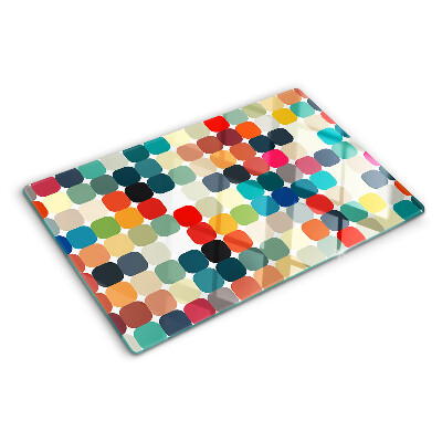 Szklana deska do krojenia z motywem kolorowych kółek w siatce