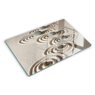 Szklana deska kuchenna z wzorem falistym w kolorze piasku