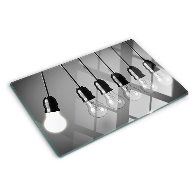 Szklana deska kuchenna z motywem żarówek na kablach