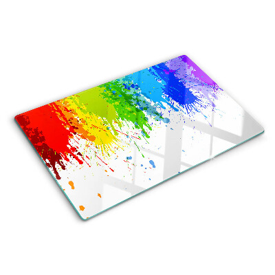 Szklana deska do krojenia z motywem kolorowych plam farby