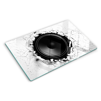 Szklana deska do krojenia z głośnikiem w motywie rozbitego muru