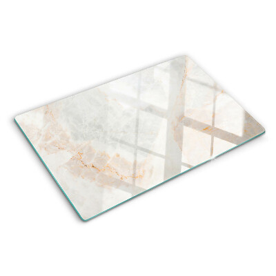 Deska kuchenna szklana z motywem marmurowym ze złotymi żyłkami