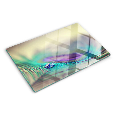 Szklana deska kuchenna z motywem kropli na liściu