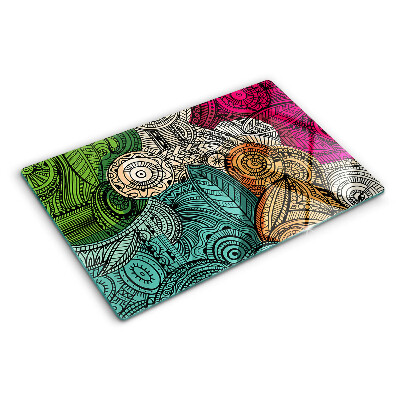 Deska kuchenna szklana z motywem mandali w wielobarwnym wzorze