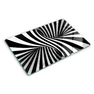 Szklana deska do krojenia ze spiralnym wzorem w czerni i bieli