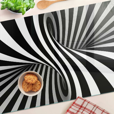 Szklana deska do krojenia ze spiralnym wzorem w czerni i bieli
