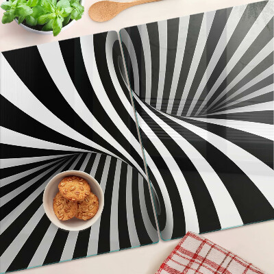 Szklana deska do krojenia ze spiralnym wzorem w czerni i bieli