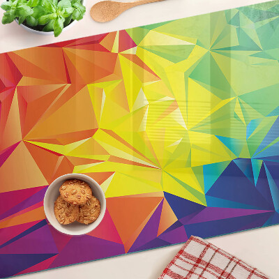 Szklana deska do krojenia z kolorowym geometrycznym wzorem