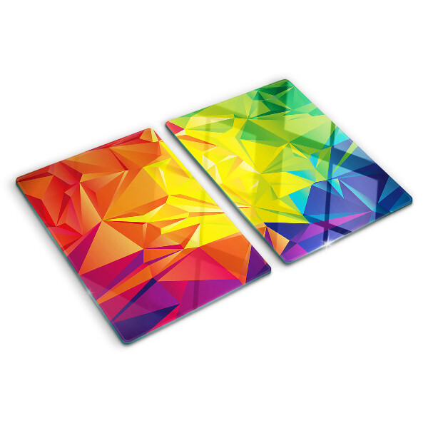 Szklana deska do krojenia z kolorowym geometrycznym wzorem