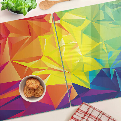 Szklana deska do krojenia z kolorowym geometrycznym wzorem