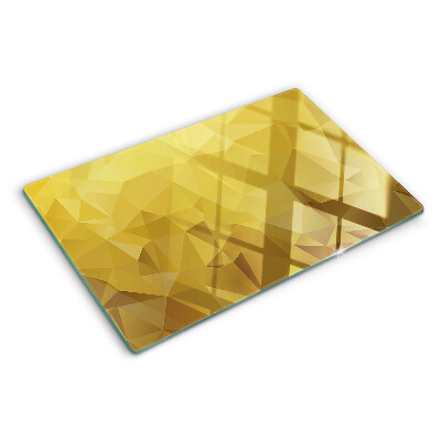 Deska kuchenna szklana z motywem geometrycznym w odcieniach złota