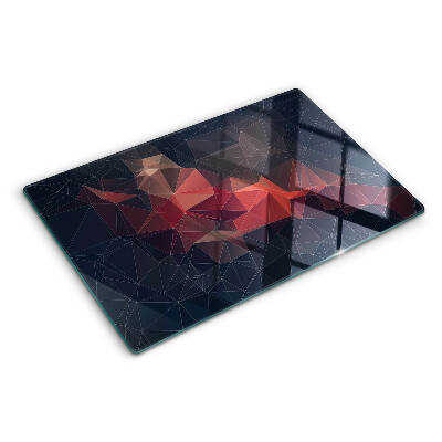 Deska kuchenna szklana z abstrakcyjnym wzorem geometrycznym w odcieniach czerwieni