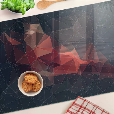 Deska kuchenna szklana z abstrakcyjnym wzorem geometrycznym w odcieniach czerwieni