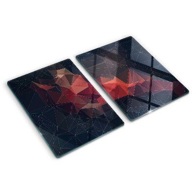 Deska kuchenna szklana z abstrakcyjnym wzorem geometrycznym w odcieniach czerwieni