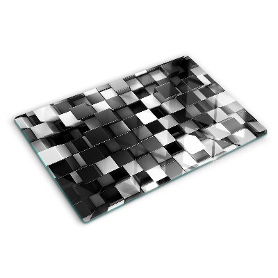 Szklana deska do krojenia z motywem szachownicy w odcieniach czerni i bieli