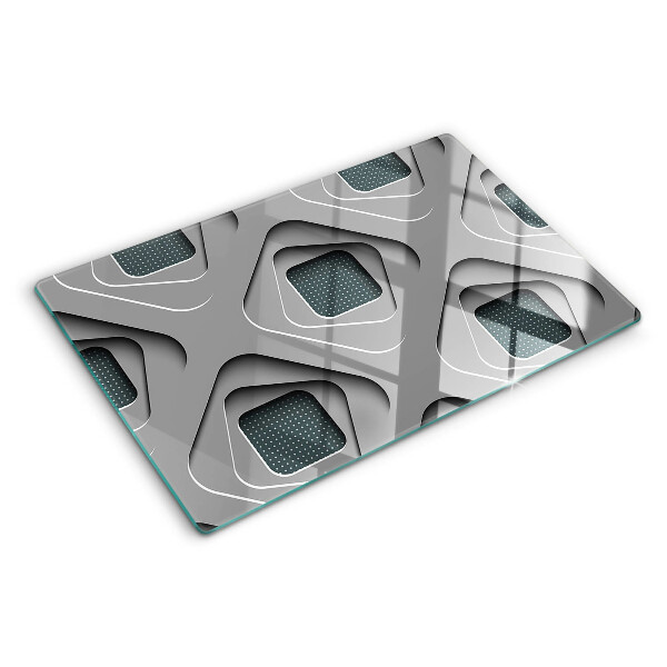 Szklana deska kuchenna z geometrycznym wzorem w odcieniach szarości