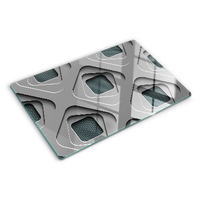 Szklana deska kuchenna z geometrycznym wzorem w odcieniach szarości