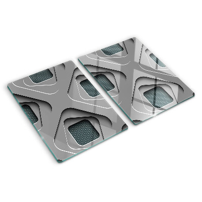 Szklana deska kuchenna z geometrycznym wzorem w odcieniach szarości