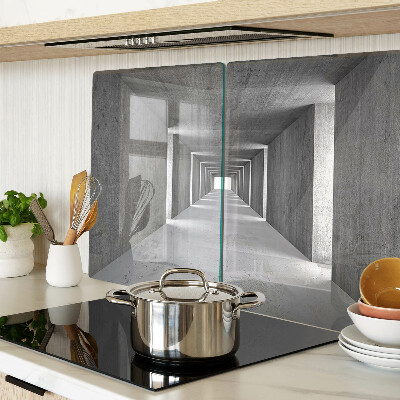 Deska kuchenna szklana z motywem architektonicznego tunelu w odcieniach szarości