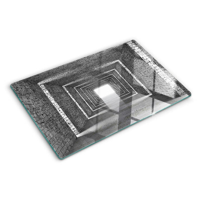 Deska kuchenna szklana z wzorem iluzji głębi inspirowanym architekturą