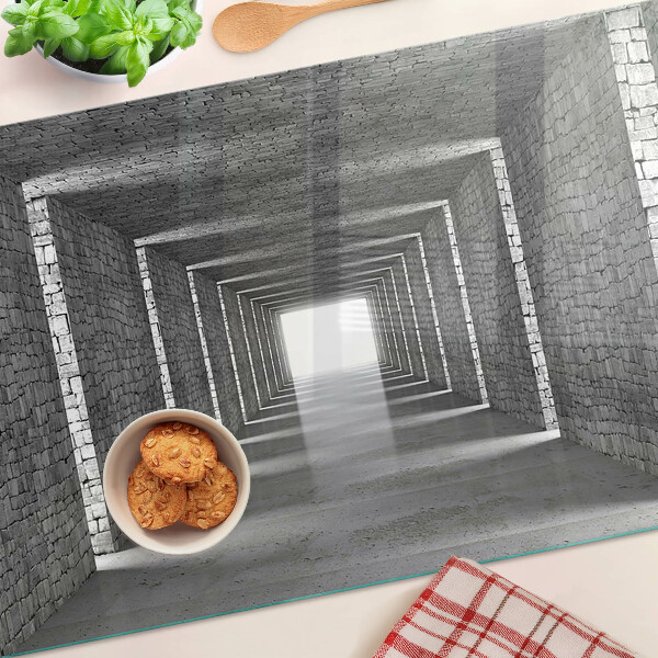 Deska kuchenna szklana z wzorem iluzji głębi inspirowanym architekturą