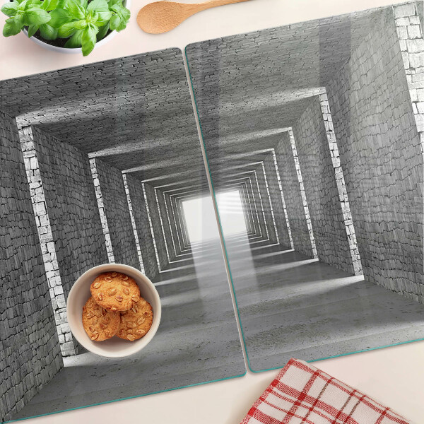 Deska kuchenna szklana z wzorem iluzji głębi inspirowanym architekturą