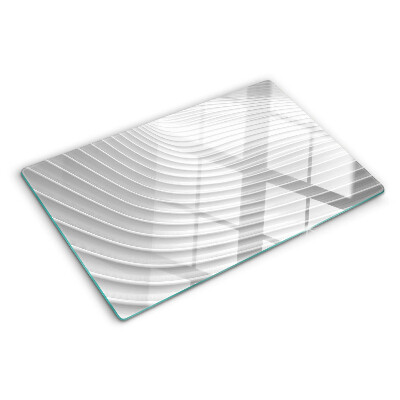 Szklana deska do krojenia z motywem fal i linii w odcieniach szarości
